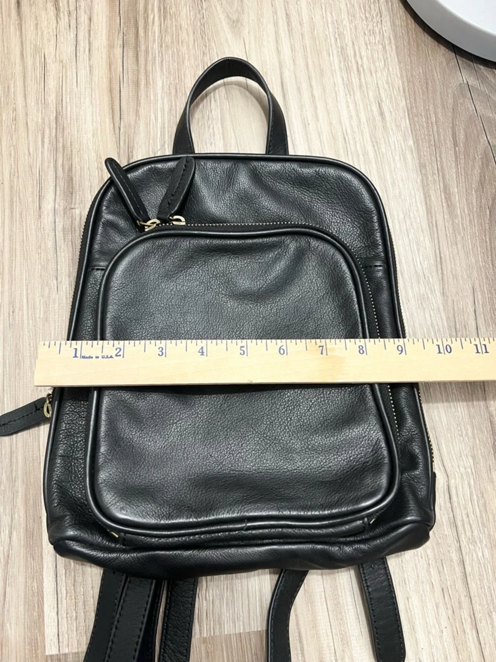 Margot Mini Backpack Black Soft Pebble Leather Moto Zip Around Pockets